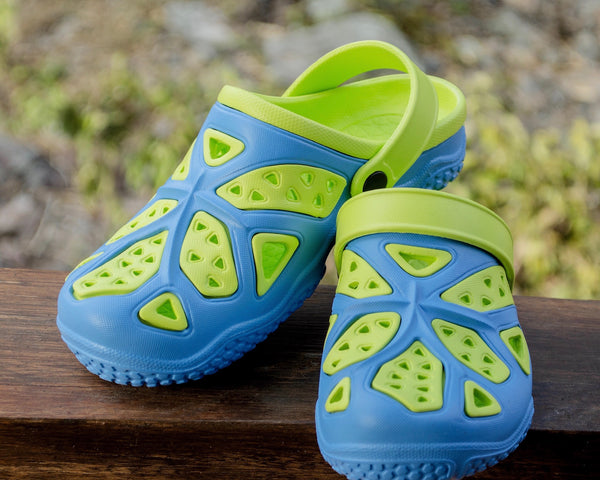 Kids Lightweight Clogs - Blue/Lime (size 34 only)