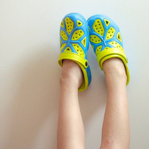 Kids Lightweight Clogs - Blue/Lime (size 34 only)